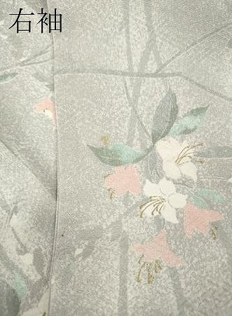 平和屋着物●上質な小紋　枝花間道　金彩　正絹　逸品　CABI9651ut