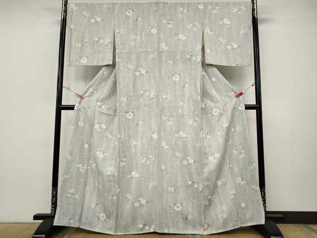 平和屋着物●上質な小紋　枝花間道　金彩　正絹　逸品　CABI9651ut