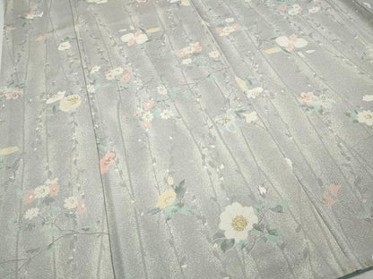 平和屋着物●上質な小紋　枝花間道　金彩　正絹　逸品　CABI9651ut