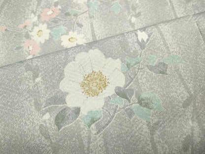 平和屋着物●上質な小紋　枝花間道　金彩　正絹　逸品　CABI9651ut