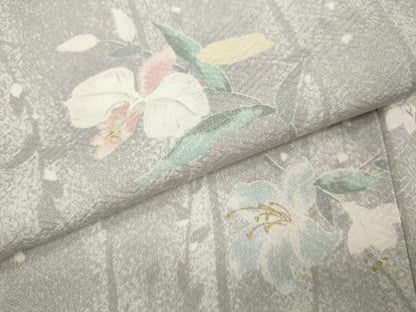 平和屋着物●上質な小紋　枝花間道　金彩　正絹　逸品　CABI9651ut
