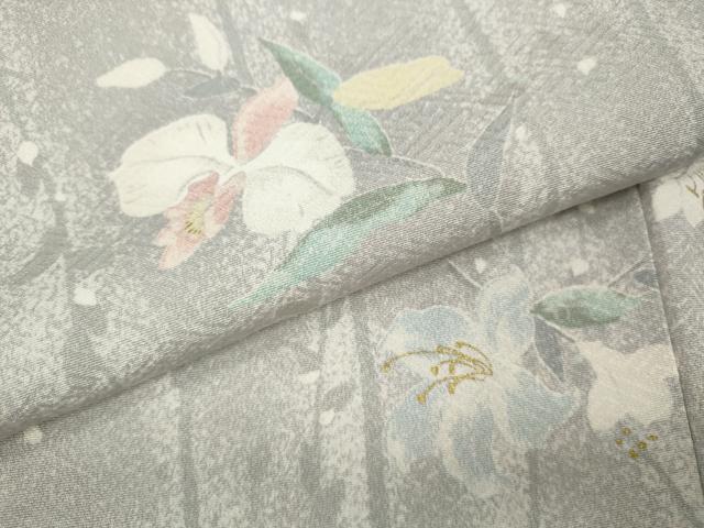 平和屋着物●上質な小紋　枝花間道　金彩　正絹　逸品　CABI9651ut