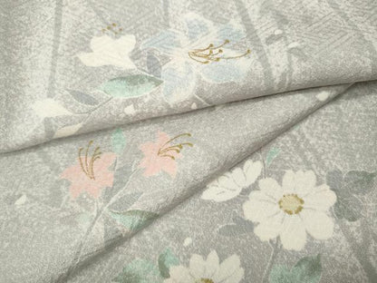 平和屋着物●上質な小紋　枝花間道　金彩　正絹　逸品　CABI9651ut