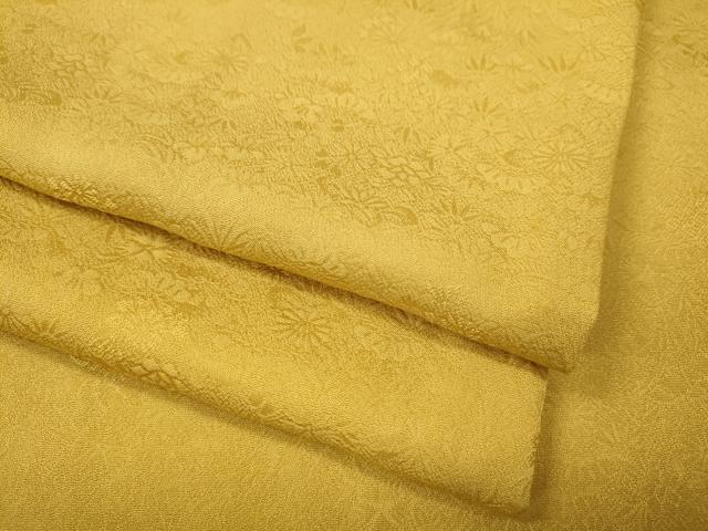 平和屋着物●上質な色無地　草花地紋　鬱金色　やまと誂製　正絹　逸品　CABI9653ut