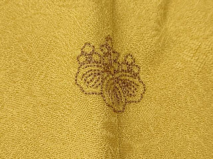 平和屋着物●上質な色無地　草花地紋　鬱金色　やまと誂製　正絹　逸品　CABI9653ut