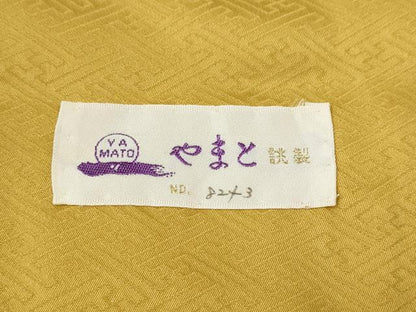 平和屋着物●上質な色無地　草花地紋　鬱金色　やまと誂製　正絹　逸品　CABI9653ut