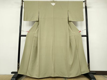平和屋着物●上質な色無地　白橡色　正絹　逸品　未使用　CABI9654ut