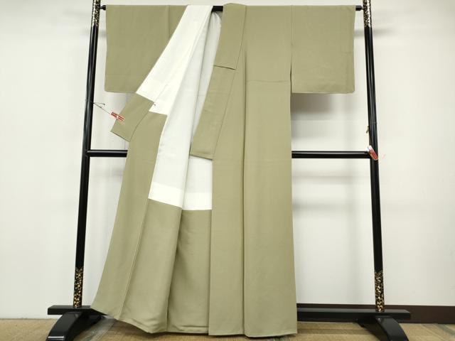平和屋着物●上質な色無地　白橡色　正絹　逸品　未使用　CABI9654ut