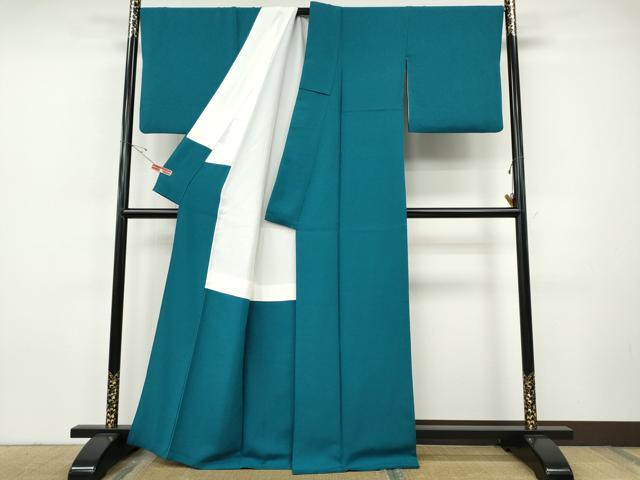 平和屋着物●上質な色無地　作家物　菊地紋　納戸色　正絹　逸品　CABI9655ut