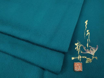 平和屋着物●上質な色無地　作家物　菊地紋　納戸色　正絹　逸品　CABI9655ut