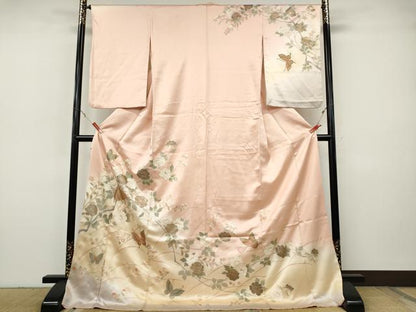 平和屋着物●訪問着　花蝶文　暈し染め　金銀彩　ロング丈　正絹　逸品　CABI9656ut