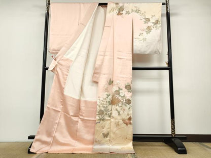 平和屋着物●訪問着　花蝶文　暈し染め　金銀彩　ロング丈　正絹　逸品　CABI9656ut