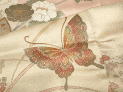 平和屋着物●訪問着　花蝶文　暈し染め　金銀彩　ロング丈　正絹　逸品　CABI9656ut