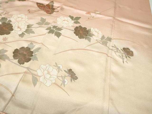 平和屋着物●訪問着　花蝶文　暈し染め　金銀彩　ロング丈　正絹　逸品　CABI9656ut