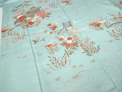 平和屋着物●訪問着　風景草花文　金彩　正絹　逸品　CABI9658ut