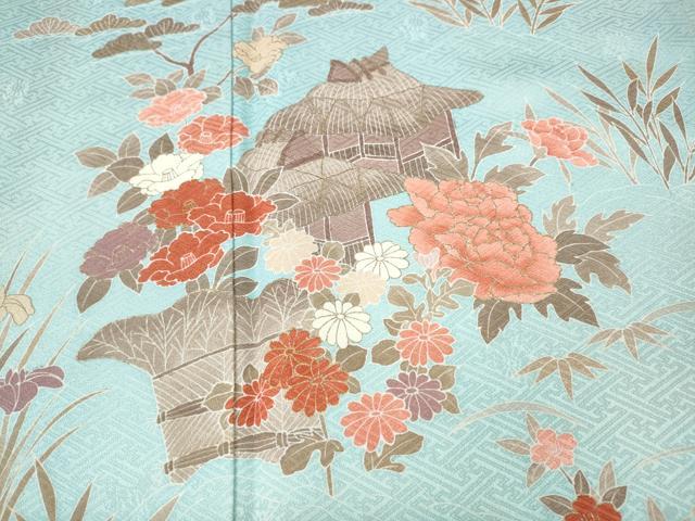 平和屋着物●訪問着　風景草花文　金彩　正絹　逸品　CABI9658ut
