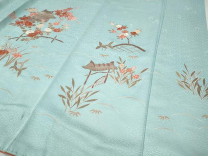 平和屋着物●訪問着　風景草花文　金彩　正絹　逸品　CABI9658ut