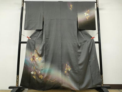平和屋着物●訪問着　作家物　枝花文　暈し染め　金銀彩　正絹　逸品　CABI9659ut