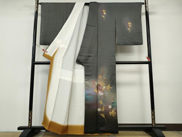 平和屋着物●訪問着　作家物　枝花文　暈し染め　金銀彩　正絹　逸品　CABI9659ut