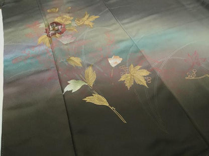 平和屋着物●訪問着　作家物　枝花文　暈し染め　金銀彩　正絹　逸品　CABI9659ut