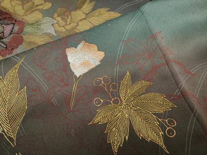 平和屋着物●訪問着　作家物　枝花文　暈し染め　金銀彩　正絹　逸品　CABI9659ut