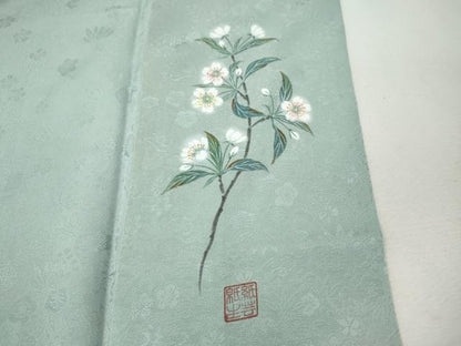 平和屋着物●上質な小紋　作家物　草花地紋　霞文　暈し染め　正絹　逸品　CABI9660ut