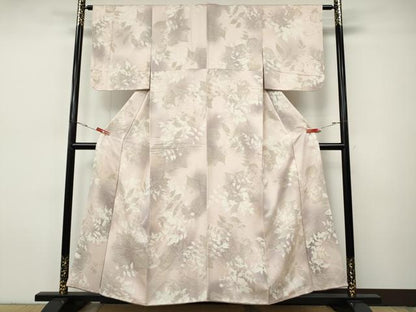 平和屋着物●上質な小紋　レリーフ染　枝葉文　正絹　逸品　CABI9661ut