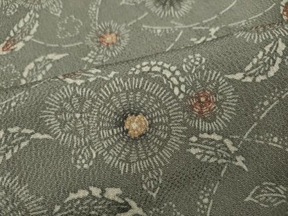 平和屋着物●上質な小紋　型染め　舞花文　鬼しぼ縮緬　正絹　逸品　CABI9662ut