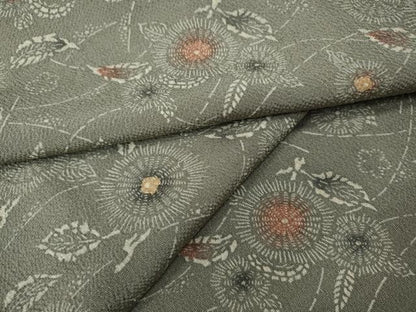 平和屋着物●上質な小紋　型染め　舞花文　鬼しぼ縮緬　正絹　逸品　CABI9662ut