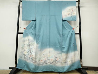 平和屋着物●染色作家　草野一騎　訪問着　花蝶文　暈し染め　金銀彩　正絹　逸品　CABI9663ut