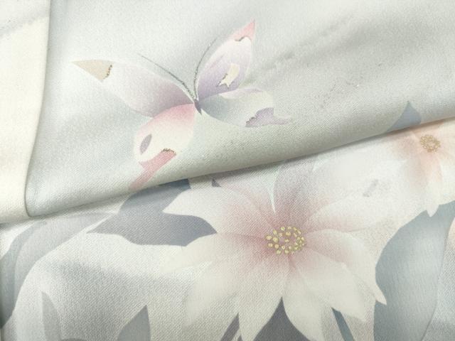 平和屋着物●染色作家　草野一騎　訪問着　花蝶文　暈し染め　金銀彩　正絹　逸品　CABI9663ut