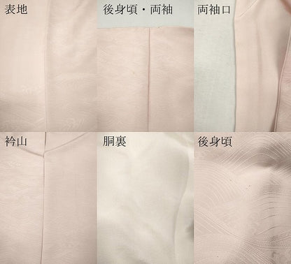 平和屋着物●上質な色無地　立波地紋　薄桜色　正絹　逸品　CABI9667ut