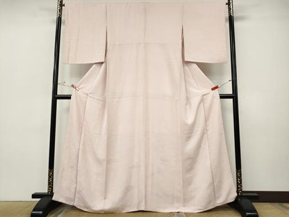 平和屋着物●上質な色無地　立波地紋　薄桜色　正絹　逸品　CABI9667ut