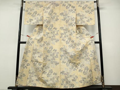 平和屋着物●上質な紬　草花文　正絹　逸品　CABI9668ut