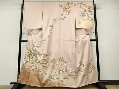 平和屋着物●中国三大刺繍　スワトウ刺繍　訪問着　雪輪枝花文　暈し染め　金彩　正絹　逸品　CABI9671ut