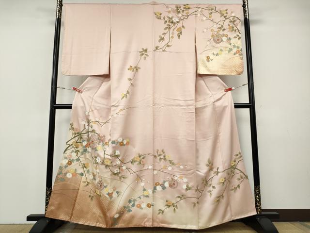 平和屋着物●中国三大刺繍　スワトウ刺繍　訪問着　雪輪枝花文　暈し染め　金彩　正絹　逸品　CABI9671ut