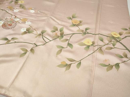 平和屋着物●中国三大刺繍　スワトウ刺繍　訪問着　雪輪枝花文　暈し染め　金彩　正絹　逸品　CABI9671ut