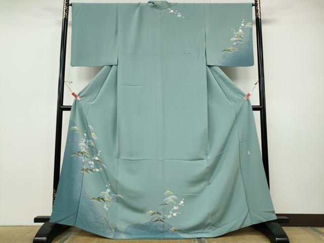 平和屋着物●十日町友禅　女流作家　遠田藤舟　訪問着　松梅文　正絹　逸品　CABI9672ut