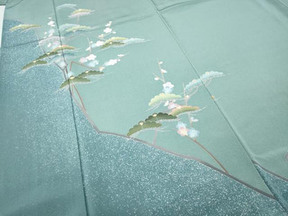 平和屋着物●十日町友禅　女流作家　遠田藤舟　訪問着　松梅文　正絹　逸品　CABI9672ut