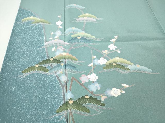 平和屋着物●十日町友禅　女流作家　遠田藤舟　訪問着　松梅文　正絹　逸品　CABI9672ut