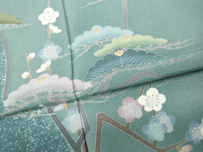 平和屋着物●十日町友禅　女流作家　遠田藤舟　訪問着　松梅文　正絹　逸品　CABI9672ut
