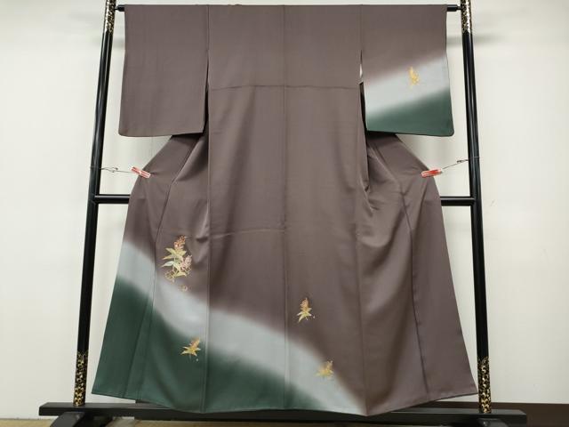 平和屋着物●訪問着　草花文　暈し染め　金彩　正絹　逸品　CABI9673ut