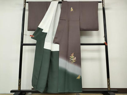 平和屋着物●訪問着　草花文　暈し染め　金彩　正絹　逸品　CABI9673ut