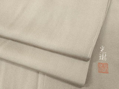 平和屋着物●松尾光琳　色無地　枯野色　鬼しぼ縮緬　正絹　逸品　CABI9674ut