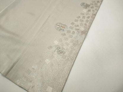 平和屋着物●松尾光琳　色無地　枯野色　鬼しぼ縮緬　正絹　逸品　CABI9674ut