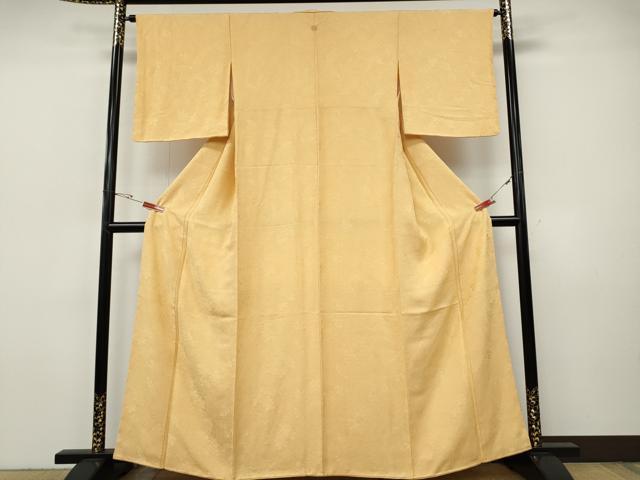 平和屋着物●上質な色無地　舞葉地紋　杏色　正絹　逸品　CABI9675ut