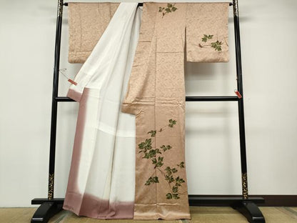 平和屋着物●訪問着　蔦の葉花文　正絹　逸品　CABI9678ut