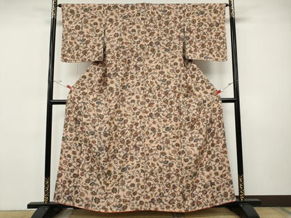 平和屋着物●上質な小紋　更紗花唐草文　正絹　逸品　CABI9679ut