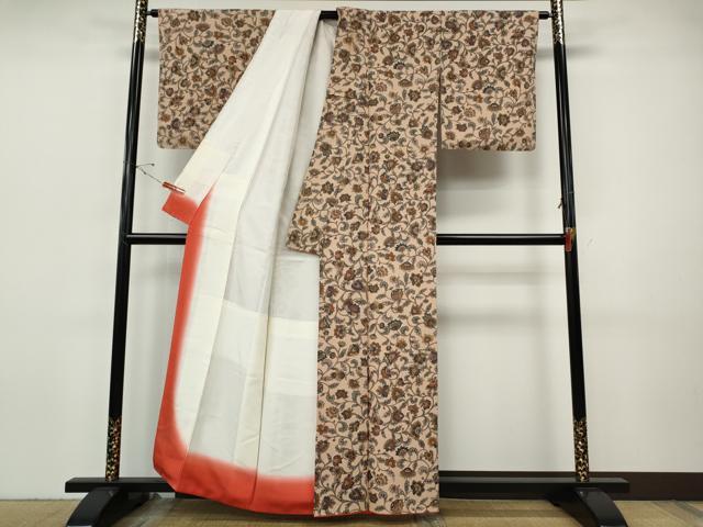 平和屋着物●上質な小紋　更紗花唐草文　正絹　逸品　CABI9679ut