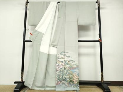 平和屋着物●豪華色留袖　友禅　作家物　飛鶴風景草花文　暈し染め　正絹　逸品　CABI9682ut